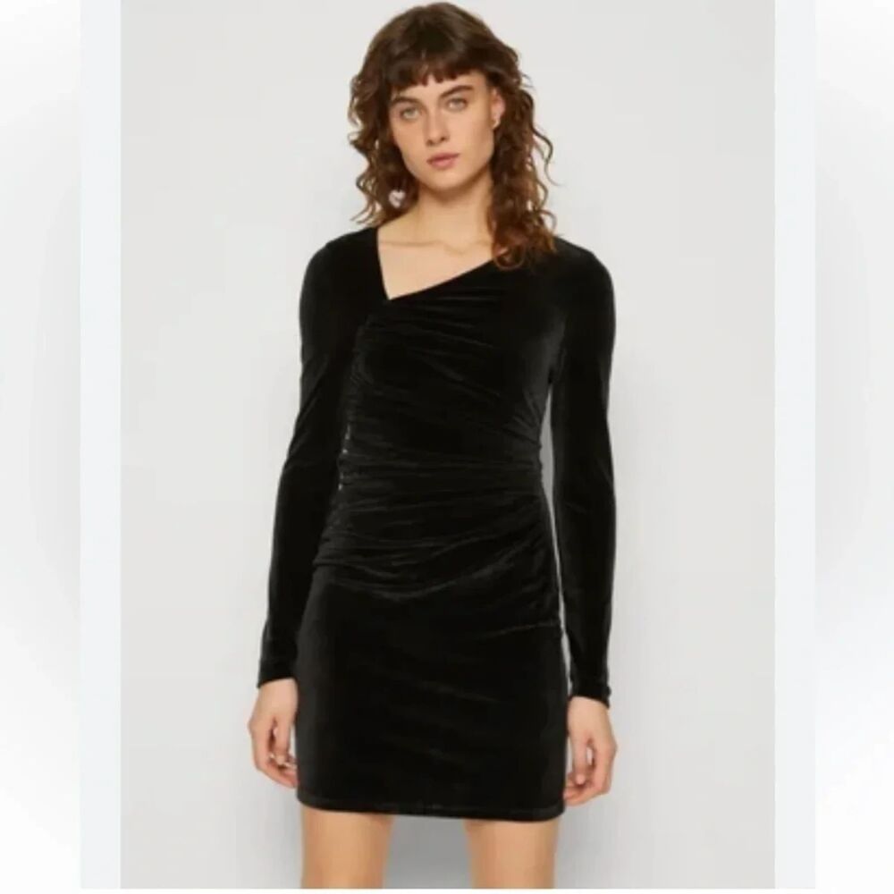Abercrombie Long Sleeve Asymmetrical Velvet Mini Dress Size XL